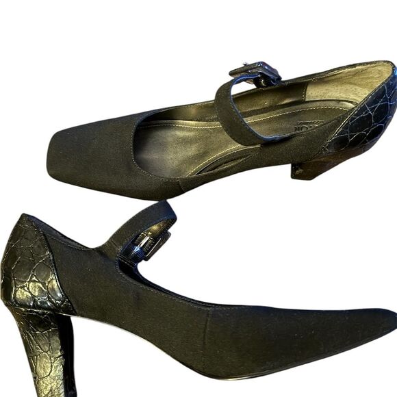 Victor Alfaro Preston Black Mary Jane High Heel Elegant Pump Square Toe Size 8 - Picture 4 of 7